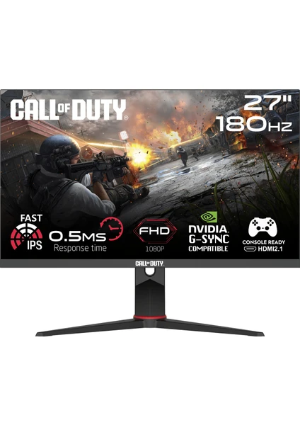 GAMEON CALL OF DUTY 27" FHD 180HZ, 0,5MS, PİVOT, FAST IPS, HDMI 2.1, PS5 UYUMLU SİYAH OYUNCU MONİTÖRÜ