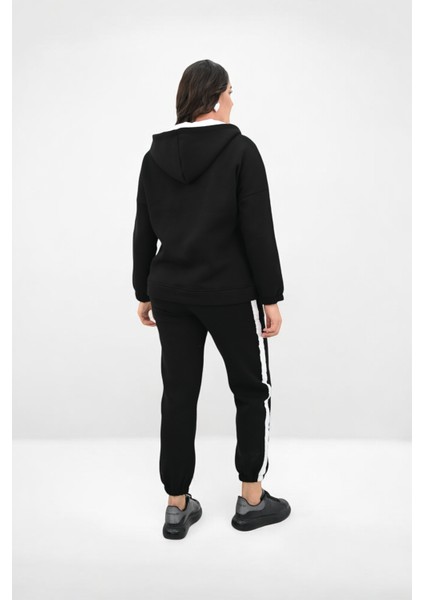 Kadın Büyük Beden Yan Şerit Detaylı Kapüşonlu Eşofman Takımı 8151-25 indirimleri