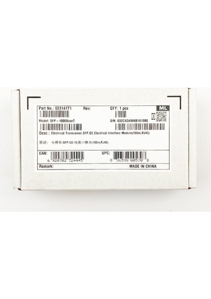 SFP-1000BASET Electrical Transceiver, Sfp, Ge, Electrical Interface Module (100M, RJ45)BAKIR Sfp