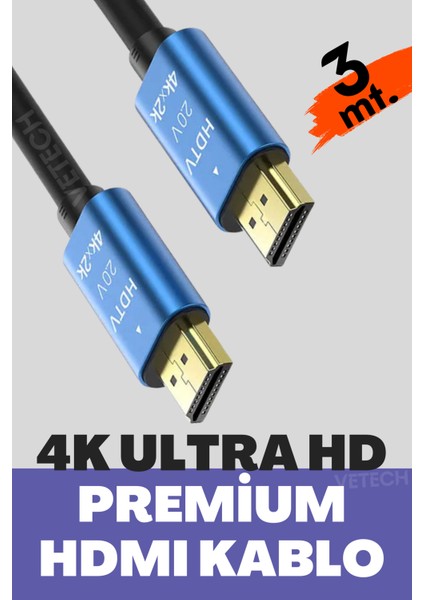 4K HDMI Kablosu Hdtv 2.0V Oyuncu Bilgisayarı, Playstation, Xbox, Notebook Için