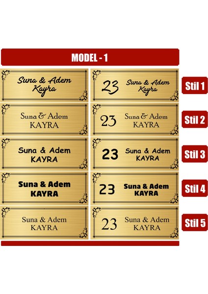 Kişiye Özel Kaliteli Yapışkanlı Metal Kapı Isimliği