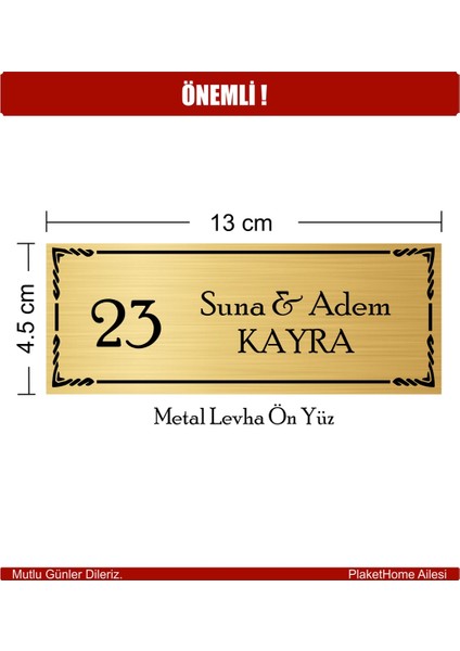 Kişiye Özel Kaliteli Yapışkanlı Metal Kapı Isimliği modelleri