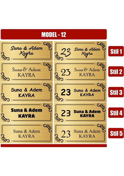 Kişiye Özel Kaliteli Yapışkanlı Metal Kapı Isimliği