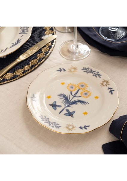Emet Porselen Pasta Tabağı 20X20X2.4 cm Mavi / Pembe