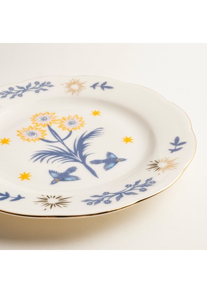 Emet Porselen Pasta Tabağı 20X20X2.4 cm Mavi / Pembe