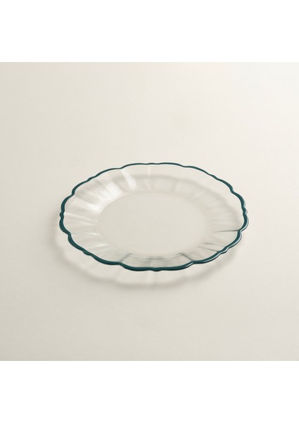 Balat Cam Pasta Tabağı 21x21x2 Cm Şeffaf - Yeşil modelleri