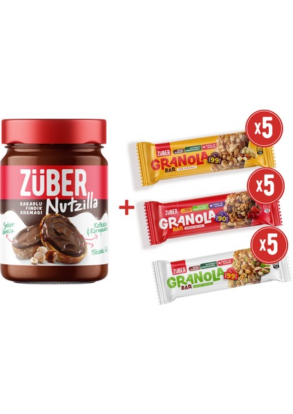 Nutzilla Fındık Kreması Kakaolu + Granola Bar Deneme Paketi