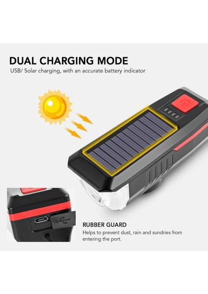 Solar USB Şarjlı Kornalı Bisiklet Lambası modelleri