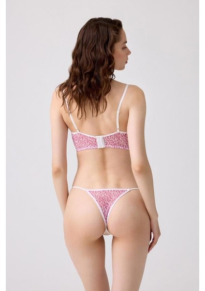 Pembe Desenli Ayarlanabilir Askılı Balenli Özel Bölgesi Açık Tanga Külotlu Kadın Sütyen Takımı fiyatları