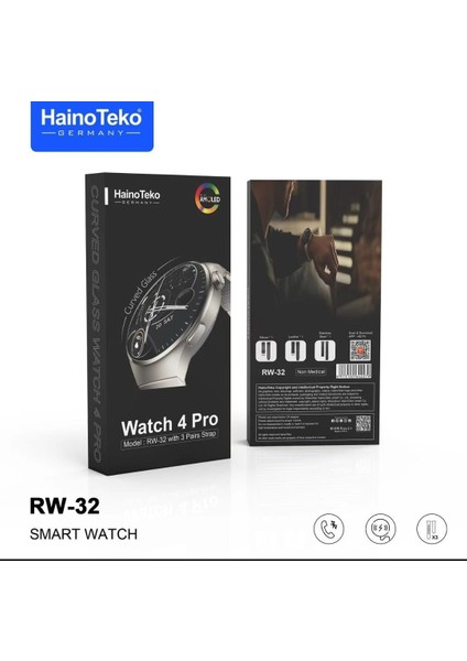 Haino Teko Rw Serisi Akıllı Saat -Rw 32 Amoled Ekran  Watch 4 Pro (3kordon)