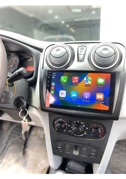 Dacıa Sandero 2013-20 Uyumlu Androıd Multimedya Gerçek 2/32 Kablosuz Carplay Geri Görüş Kameralı