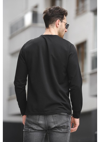 Boccel Brooklyn Baskılı Çizgili Otoban Kumaş Slim Fit Likralı Erkek Sweatshirt fırsatları