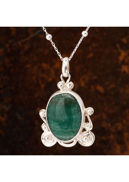 Jade Yeşim Taşlı Otantik Gümüş Kadın Kolye fırsatları