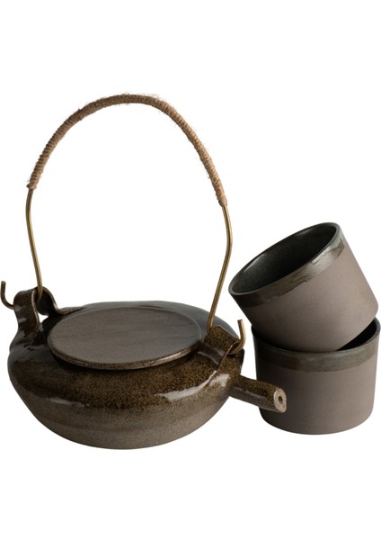 Toganoo Tea Stoneware Demlik ve Bardak Seti Otantik Zen Demlik Set 350 ml