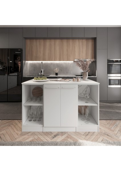 Reina Mutfak Adası Alt Modül 140 Cm Beyaz -Atlantikçam Tezgah Dahil fiyatları