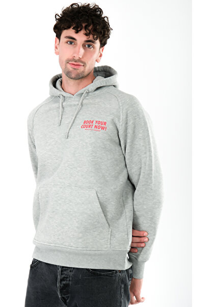 Book Your Court Now Regular Fit Hoodie Erkek - Gri