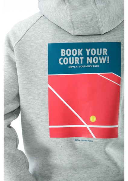 Book Your Court Now Regular Fit Hoodie Erkek - Gri