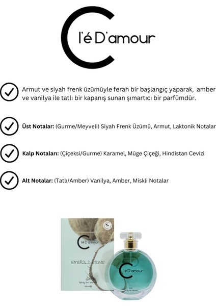 Cle D'Amour Emerald Stone (Gurme/Çiçeksi) Women - Kadın Jel Parfüm 15 ml - Vegan