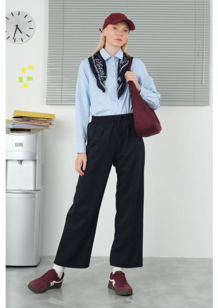 Önü Dikiş Detaylı Pantolon Koyu Lacivert