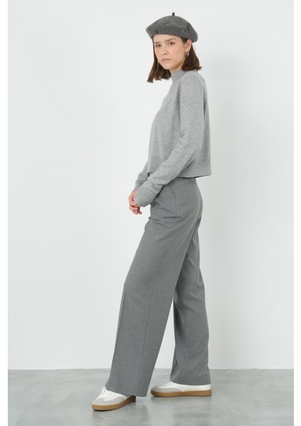 Pileli Yüksek Bel Pantolon Duman modelleri