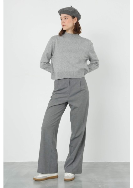 Pileli Yüksek Bel Pantolon Duman indirimleri
