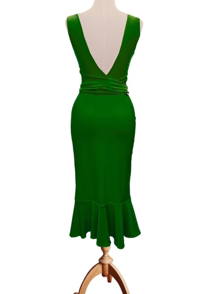 Reversible Reversible Likralı Tango Eteği – Çift Taraflı Esnek Dans Eteği Yeşil - Bej modelleri