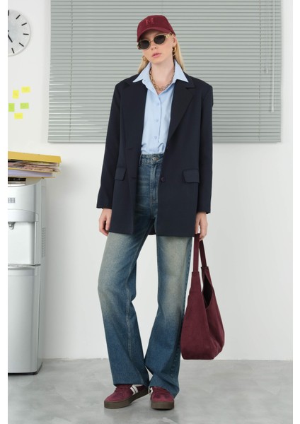 Klasik Blazer Ceket Koyu Lacivert modelleri
