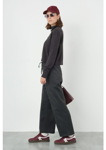 Önü Dikiş Detaylı Pantolon Antrasit