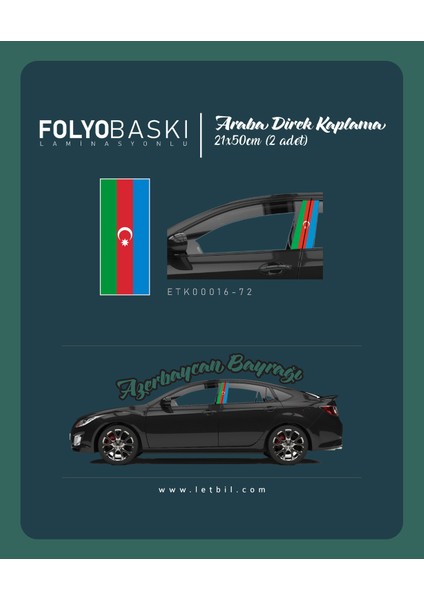 Araba Etiketleri, Tuning Kaplama, Direk Folyosu - Azerbaycan Bayrağı