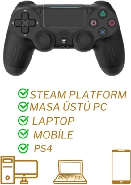Ps 4 Joystick Tablet Telefon Pc Uyumlu Titreşimli Oyun Kolu 2 Adet