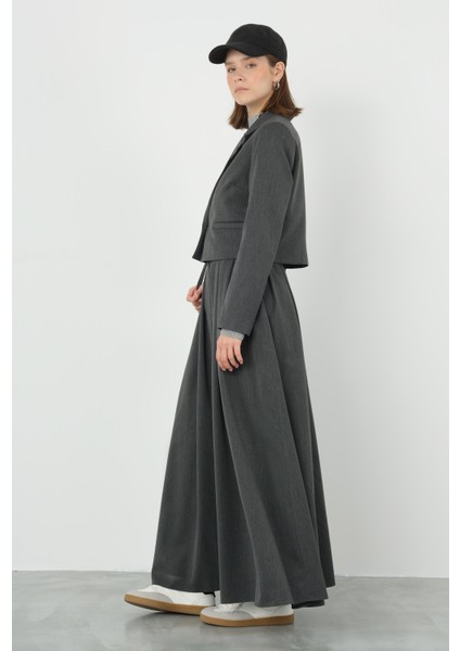 Crop Blazer Ceket Antrasit modelleri