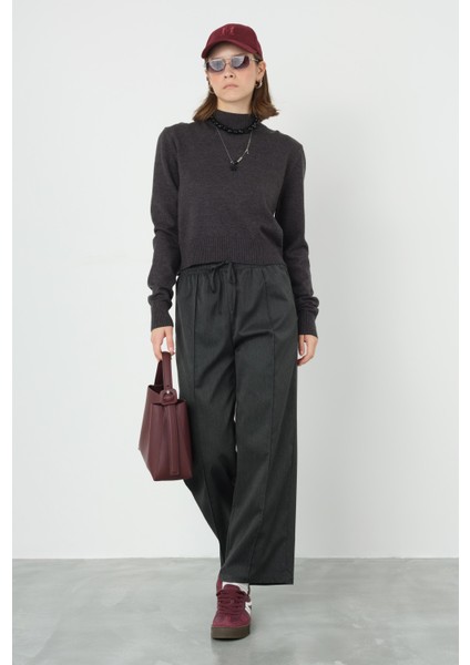 Önü Dikiş Detaylı Pantolon Antrasit