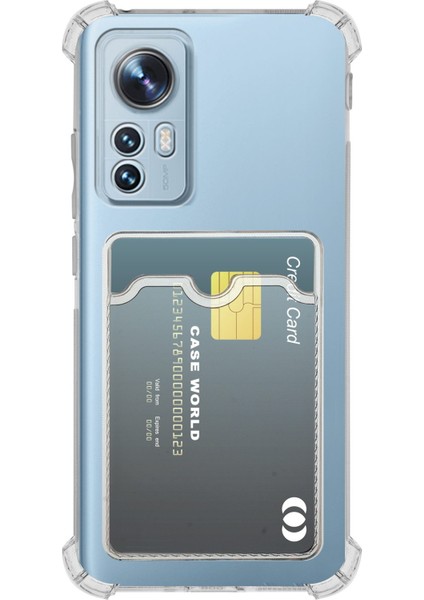 Xiaomi 12 Lite Kılıf Kamera Korumalı Kartlıklı Setra Şeffaf Silikon