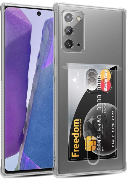 Samsung Galaxy Note 20 Kılıf Kamera Korumalı Kartlıklı Setra Şeffaf Silikon