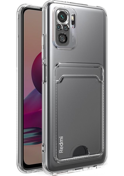 Xiaomi Redmi Note 10 Kılıf Kamera Korumalı Kartlıklı Setra Şeffaf Silikon