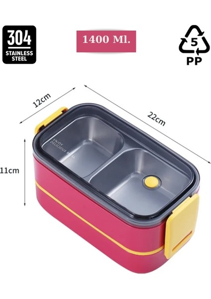 Vagonlife- Horly Iki Katlı Paslanmaz Çelik Kolay Kilitlenir Sefer Tası (Lunch Box) - 1400 Ml. modelleri