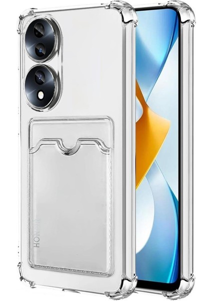 Huawei Honor 70 Kılıf Kamera Korumalı Kartlıklı Setra Şeffaf Silikon