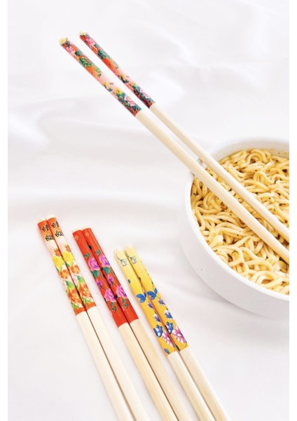 Bambu Chopstick Çubuk Yemek Çubuğu Yıkanabilir Tekrar Kullanılabilir (3 Çift- 6 Adet )