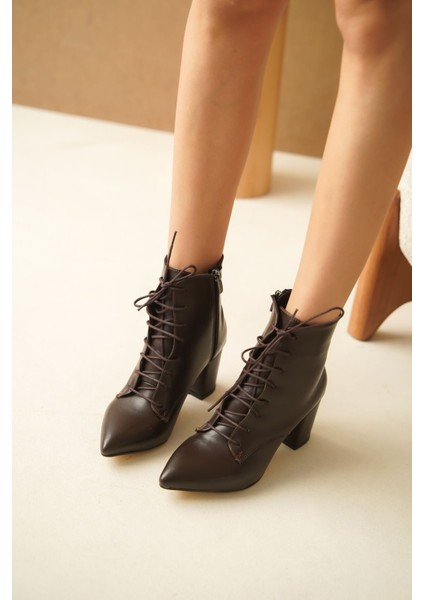 Kadın Candy Topuklu Bağcıklı Bot - Kahve indirimleri