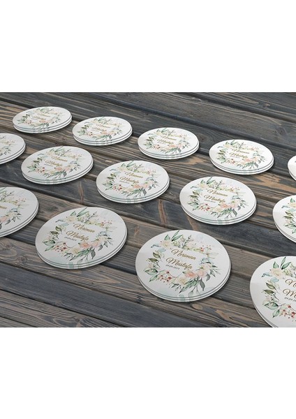 Suluboya Çiçek Modeli 2, Etiket Modeli Ürünlerinize Özel 5cm - 100 Adet Folyo Sticker
