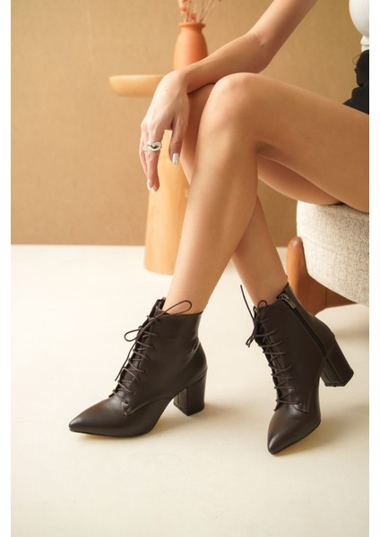 Kadın Candy Topuklu Bağcıklı Bot - Kahve fırsatları