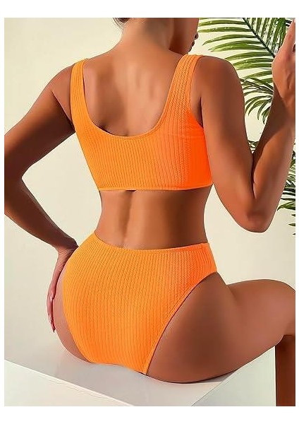Dokulu Kumaş Çift Askılı Bikini Takım