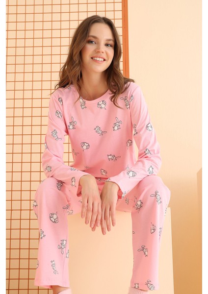 Tavşan Baskılı Pijama Takım 68076