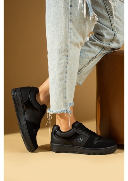 Bağcıklı Ortopedik Kaymaz Kırılmaz Taban Konforlu Kadın Sneakers 001-2100-SSIYAH fiyatları