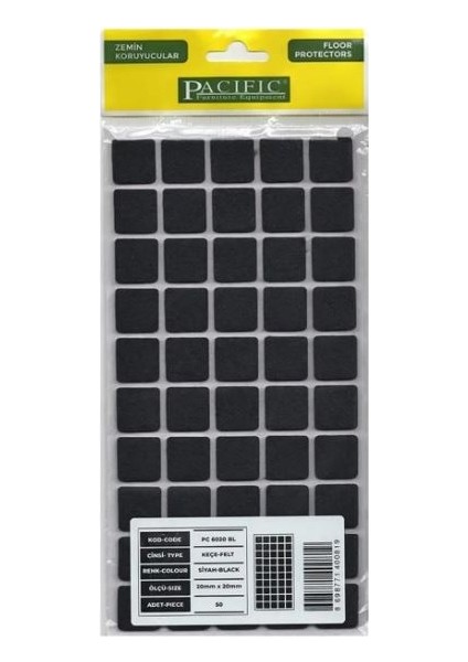 Zemin Koruyucu 20X20 mm Siyah Keçe, Ses ve Çizik Önleyici Siyah Mobilya Keçesi 2 Adet fiyatları