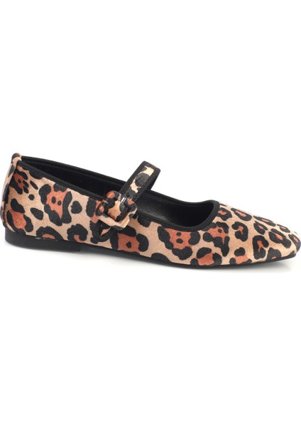 Kadın Babet Düz Topuklu Suni Deri Leopar Desenli 37 Numara modelleri