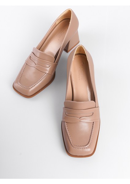 Küt Burunlu Orta Topuklu Loafer Kadın Ayakkabı fırsatları