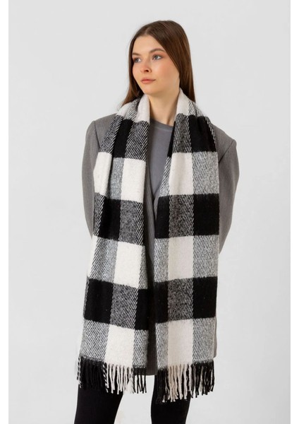 Püsküllü Buklet Atkı Şal 40X210 cm 1291 Siyah