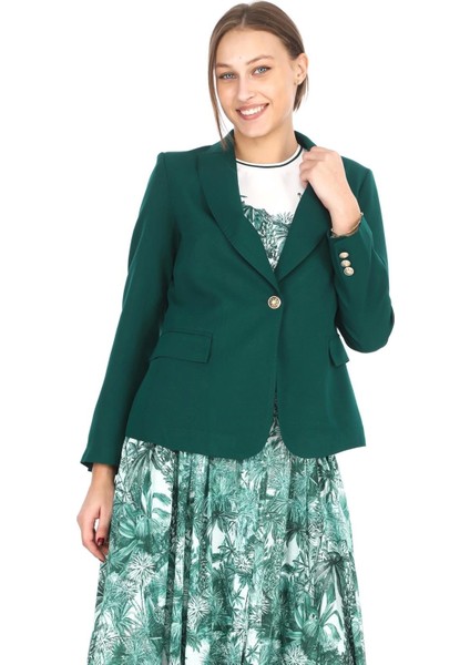İç Bluzlu Blazer Ceketli Etekli Üçlü Takım 4711-Zümrüt Yeşili fiyatları