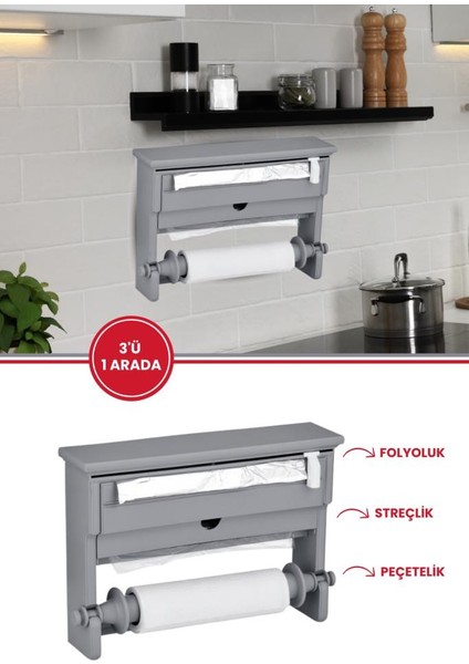 3’lü Folyoluk / Streçlik - Kağıt Havluluk - Folyoluk 3’ü Bir Arada